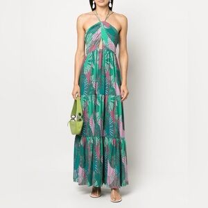 BA&SH Nastasia Graphic Halter Neck Patterned Maxi Dress